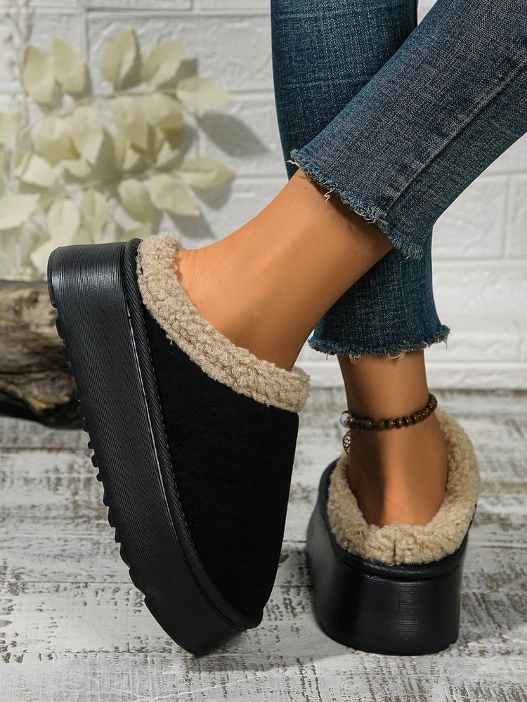 Fleece-Lined Platform Mules SpreePicky