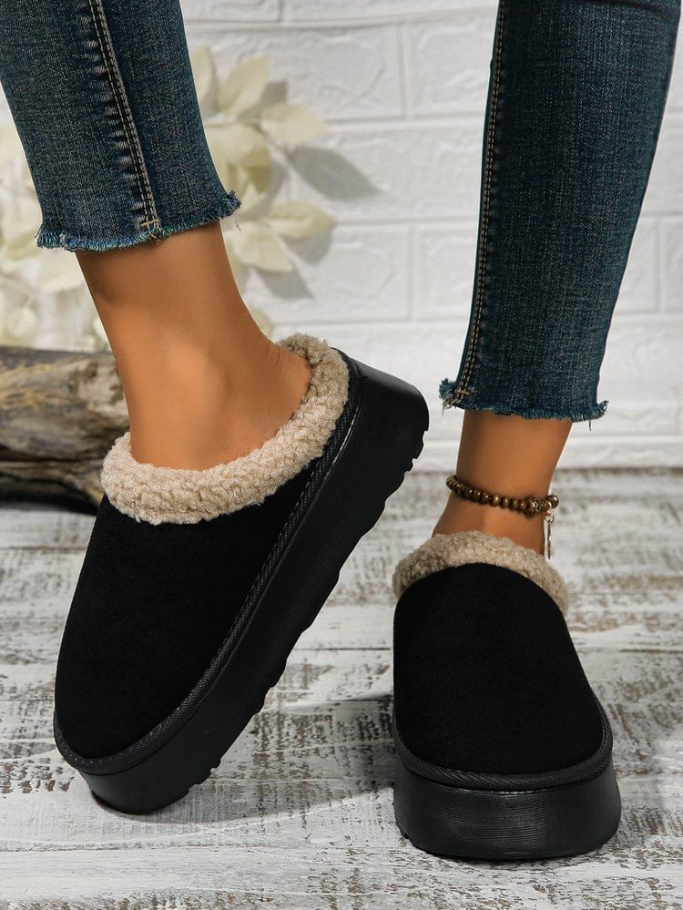 Fleece-Lined Platform Mules SpreePicky