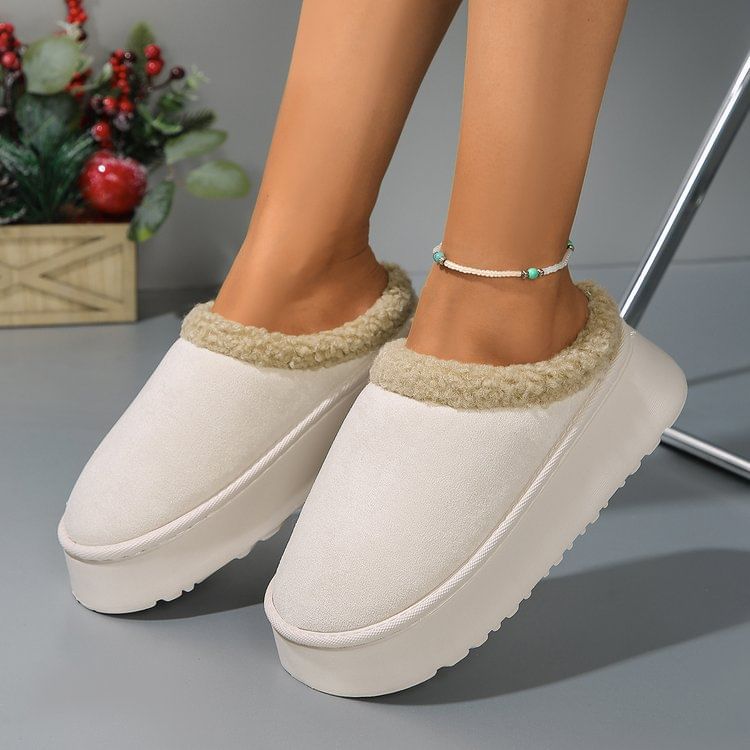 Fleece-Lined Platform Mules SpreePicky