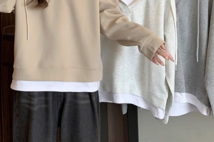 Two Tone Mock Two-Piece Oversized Hoodie SpreePicky