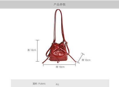 Faux Leather Drawstring Bucket Bag SpreePicky