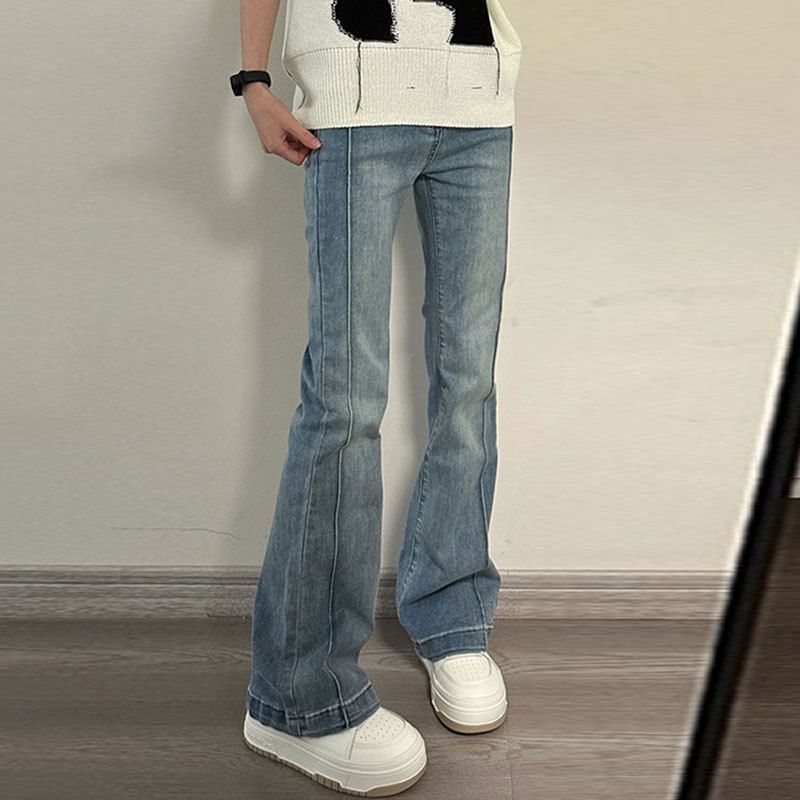 High Rise Washed Slim-Fit Boot-Cut Jeans SpreePicky