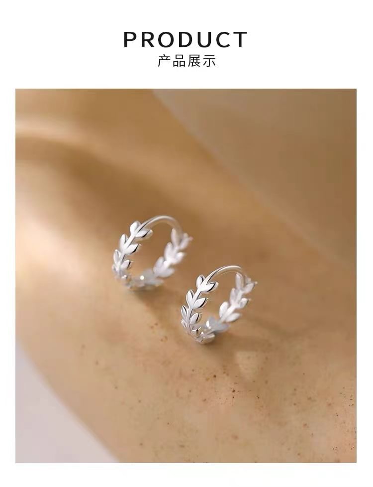 925 Sterling Silver Leaf Hoop Earring SpreePicky