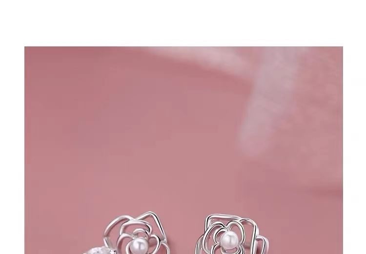 925 Sterling Silver Rose Stud Earring SpreePicky