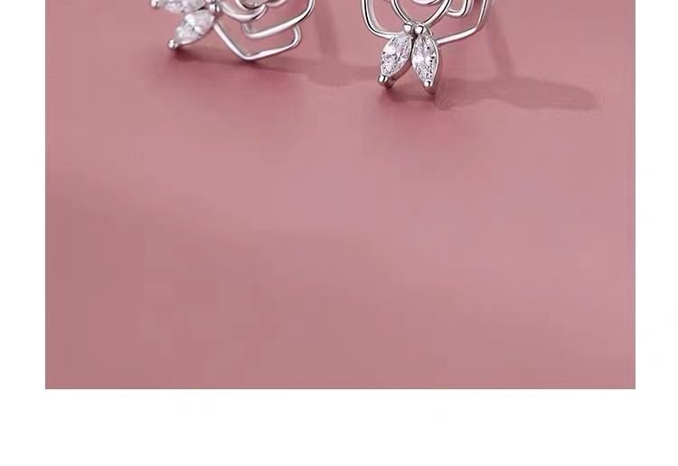 925 Sterling Silver Rose Stud Earring SpreePicky