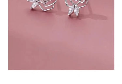 925 Sterling Silver Rose Stud Earring SpreePicky