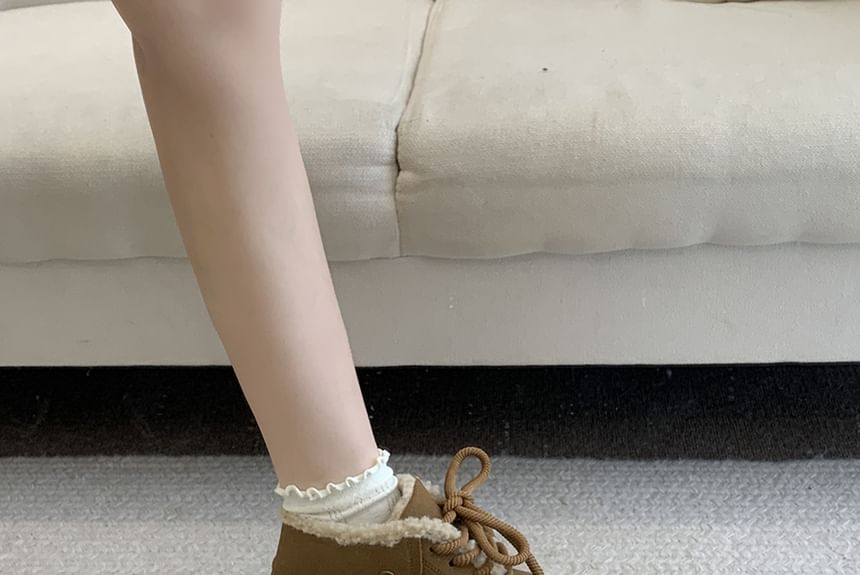 Platform Fleece-Lined Lace-Up Faux Suede Shoes SpreePicky