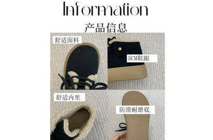 Platform Fleece-Lined Lace-Up Faux Suede Shoes SpreePicky