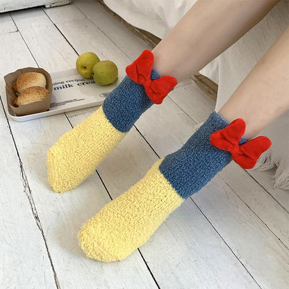 Bow Accent Two Tone Crew Socks SpreePicky