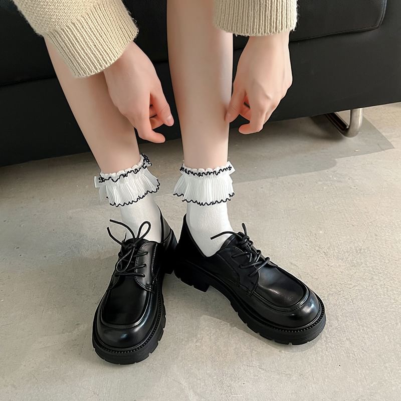 Ruffle Contrast Trim Socks SpreePicky