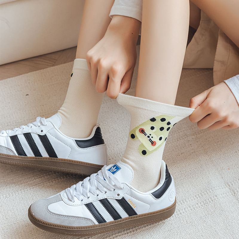 Cat Print Crew Socks SpreePicky