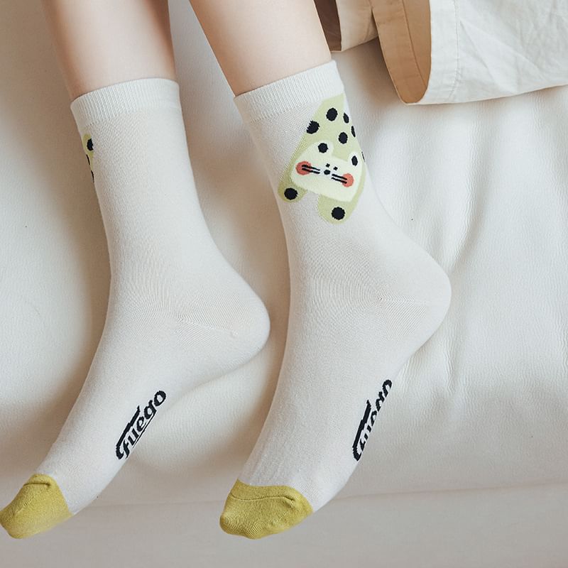 Cat Print Crew Socks SpreePicky