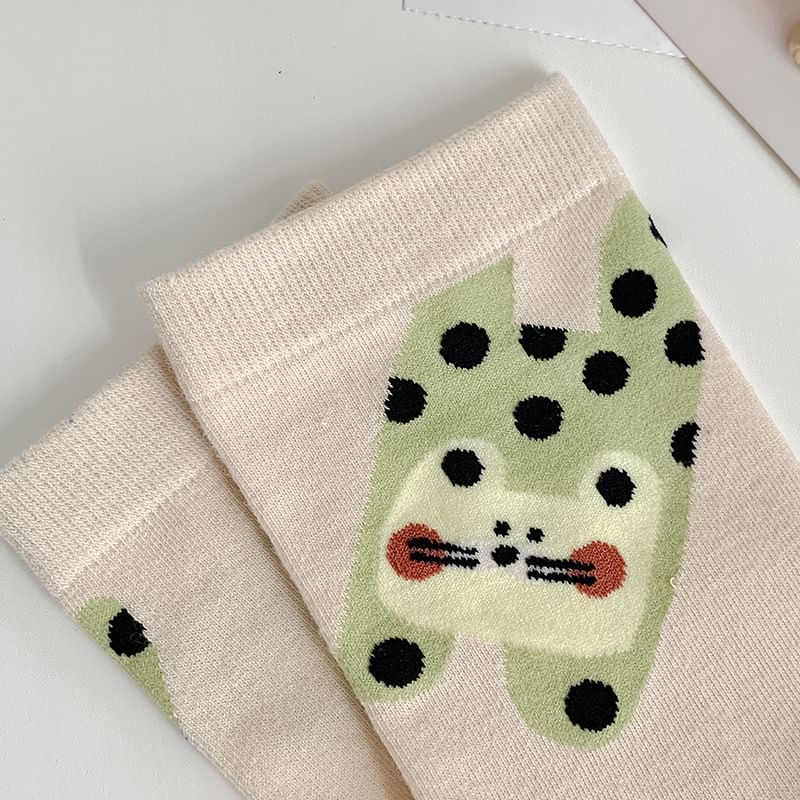 Cat Print Crew Socks SpreePicky