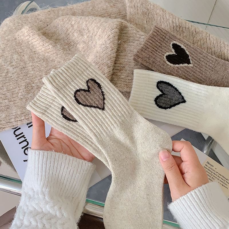 Heart Accent Crew Socks SpreePicky