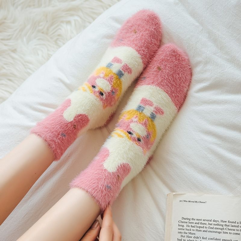 Dotted Fleece Crew Socks SpreePicky