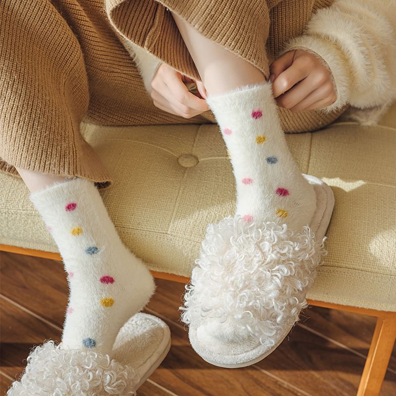 Dotted Fleece Crew Socks SpreePicky