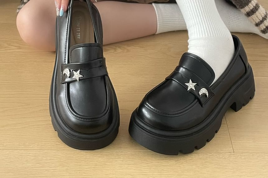 Platform Star Moon Buckle Loafers SpreePicky