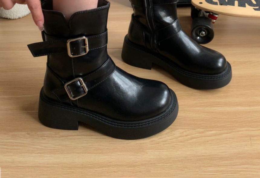 Platform Buckle Short Boots SpreePicky