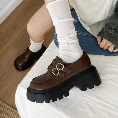 Platform Buckled Strap Loafers SpreePicky