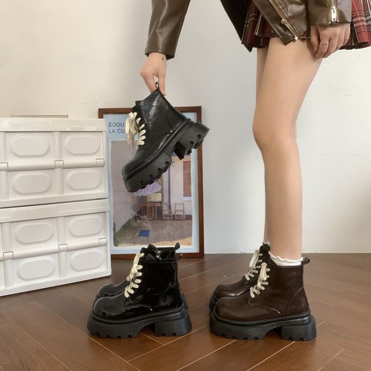 Platform Lace-Up Shorts Boots SpreePicky