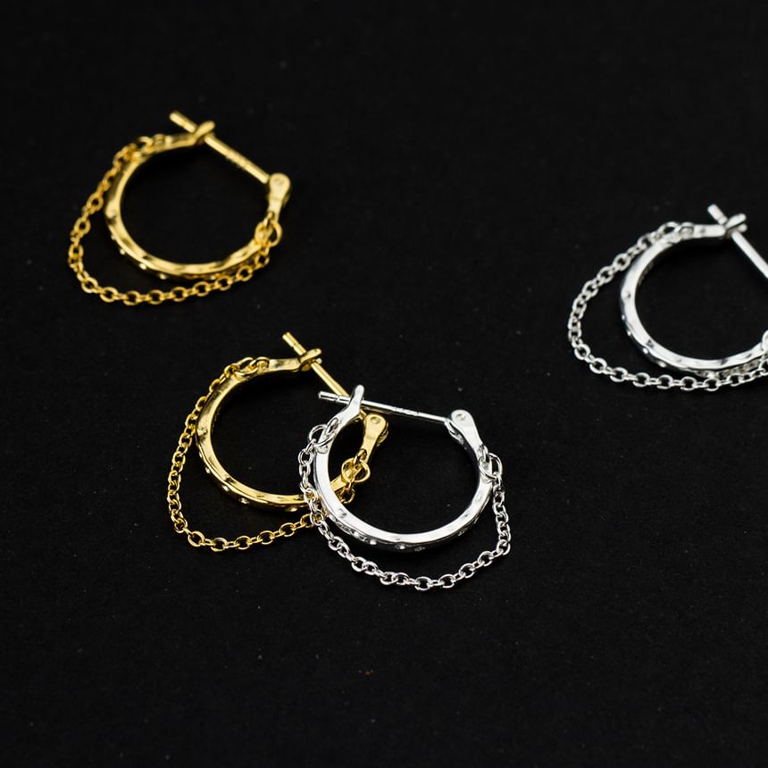 925 Sterling Silver Chain Hoop Earring SpreePicky