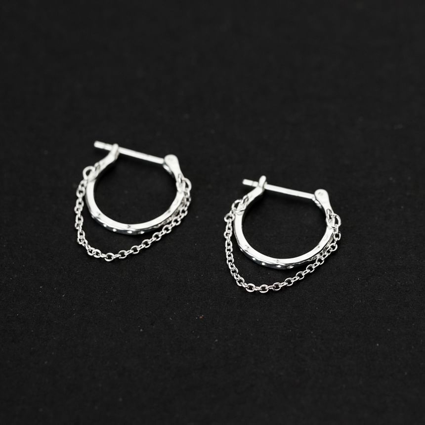 925 Sterling Silver Chain Hoop Earring SpreePicky