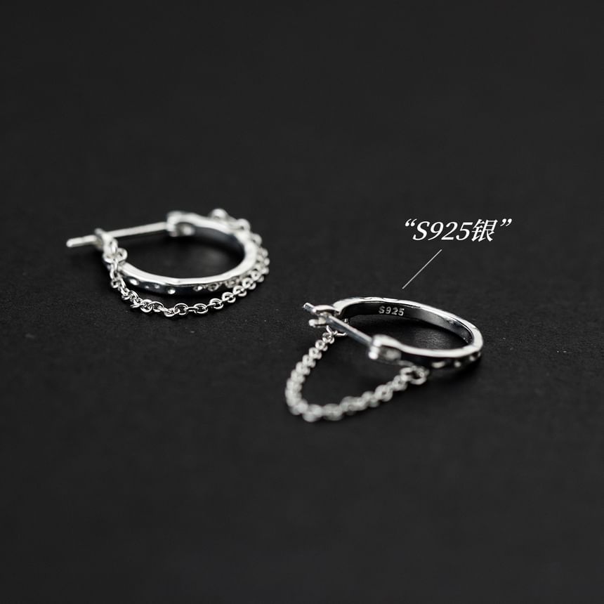 925 Sterling Silver Chain Hoop Earring SpreePicky