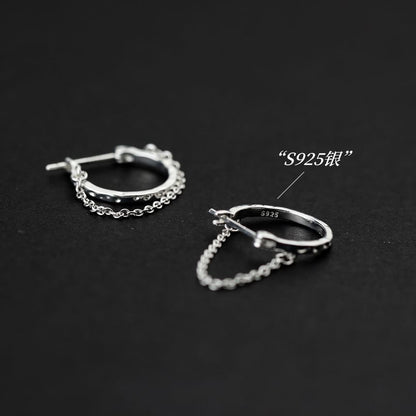 925 Sterling Silver Chain Hoop Earring SpreePicky