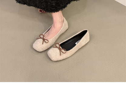 Square Toe Plain Bow Flats SpreePicky