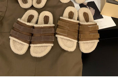 Plain Fleece Slide Sandals SpreePicky