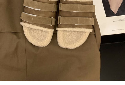 Plain Fleece Slide Sandals SpreePicky