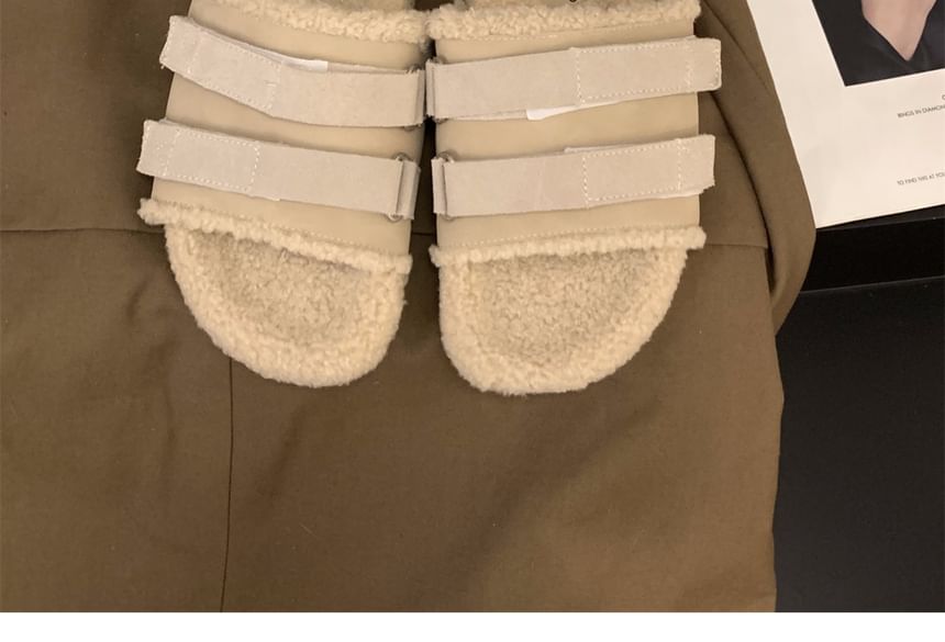 Plain Fleece Slide Sandals SpreePicky