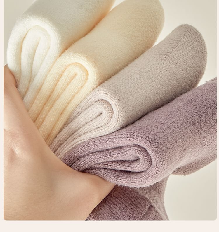 Plain Fleece-Lined Short Socks Set SpreePicky