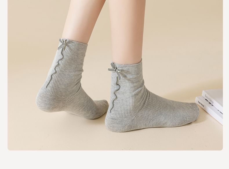 Bow Ribbed Short Socks Set SpreePicky