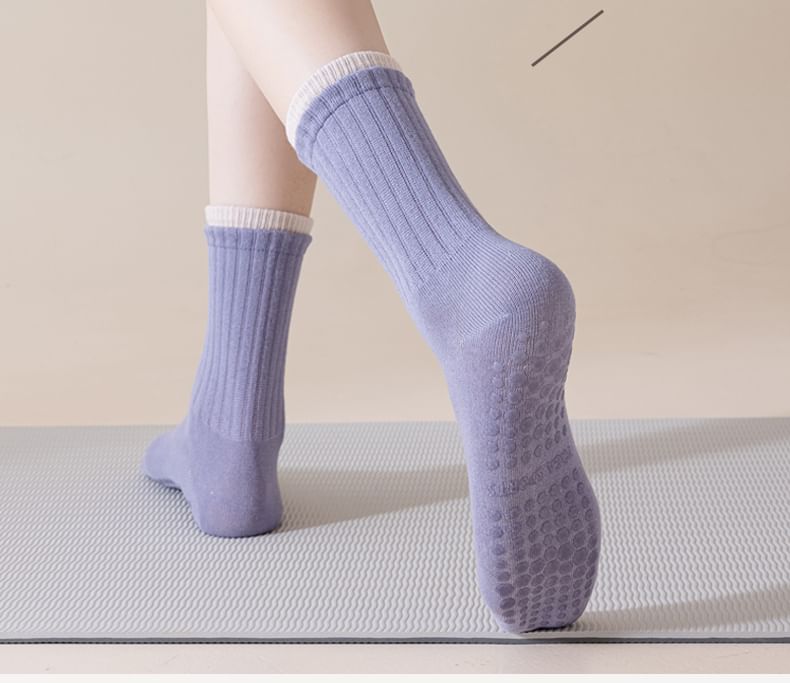 Contrast Trim Ribbed Yoga Short Socks / Set SpreePicky