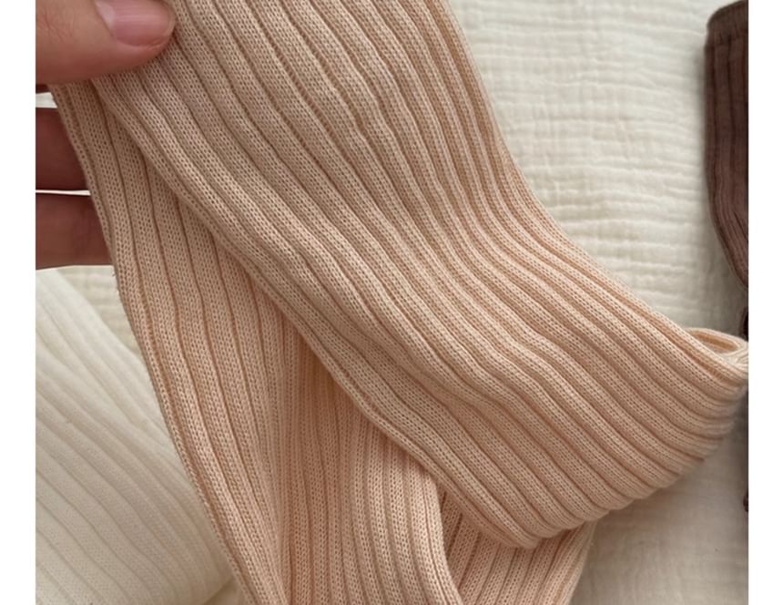 Plain Ribbed Knee High Socks Set SpreePicky