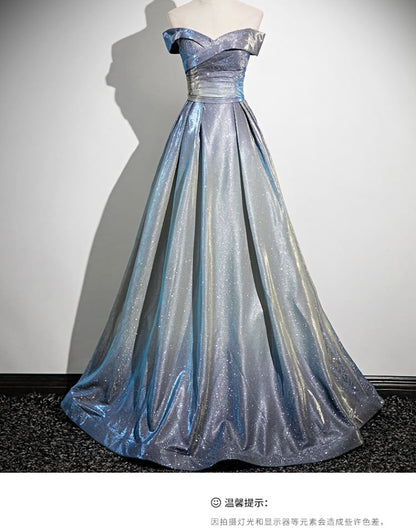 Strapless Glossy A-Line Evening Gown SpreePicky