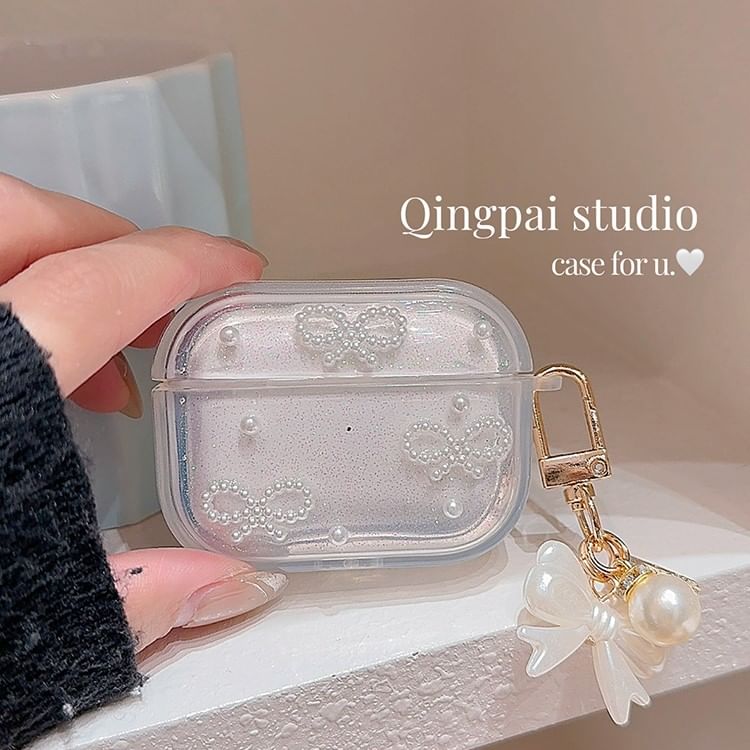 Simple Glitter Pearl Bow AirPods / Pro Earphone Case SpreePicky