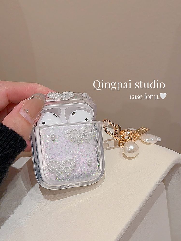 Simple Glitter Pearl Bow AirPods / Pro Earphone Case SpreePicky