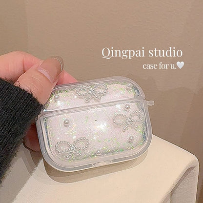 Simple Glitter Pearl Bow AirPods / Pro Earphone Case SpreePicky