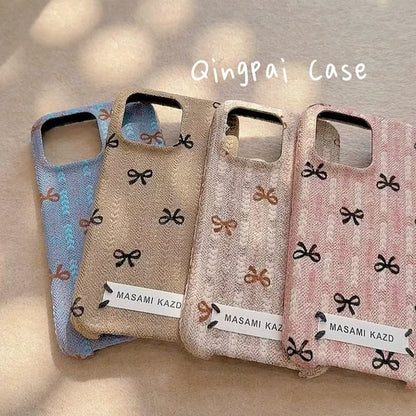 Simple Bow Flannel Phone Case - iPhone 16 Pro Max / 16 Pro / 16 / 15 Pro Max / 15 Pro / 15 / 14 Pro Max / 14 Pro / 14 / 13 Pro Max / 13 Pro / 13 / 12 Pro Max / 12 Pro / 12 SpreePicky