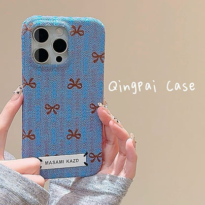 Simple Bow Flannel Phone Case - iPhone 16 Pro Max / 16 Pro / 16 / 15 Pro Max / 15 Pro / 15 / 14 Pro Max / 14 Pro / 14 / 13 Pro Max / 13 Pro / 13 / 12 Pro Max / 12 Pro / 12 SpreePicky