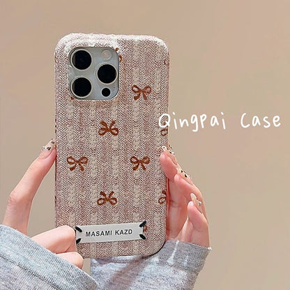 Simple Bow Flannel Phone Case - iPhone 16 Pro Max / 16 Pro / 16 / 15 Pro Max / 15 Pro / 15 / 14 Pro Max / 14 Pro / 14 / 13 Pro Max / 13 Pro / 13 / 12 Pro Max / 12 Pro / 12 SpreePicky