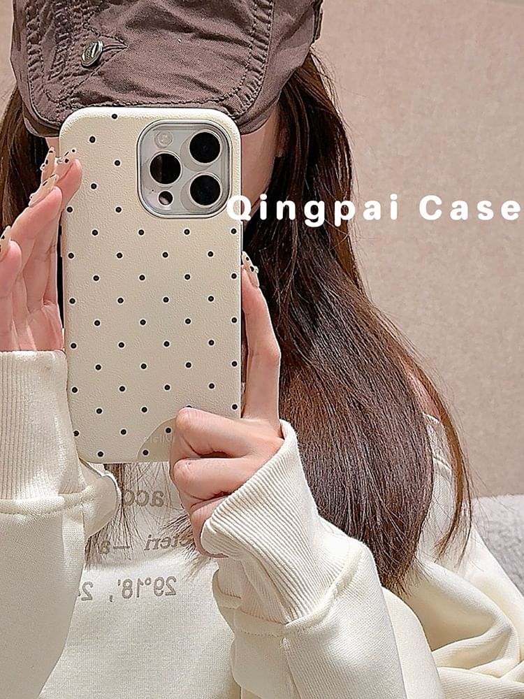 Plain Leather Dots Phone Case - iPhone 16 Pro Max / 16 Pro / 16 / 15 Pro Max / 15 Pro / 15 / 14 Pro Max / 14 Pro / 14 / 13 Pro Max / 13 Pro / 13 / 12 Pro Max / 12 Pro / 12 SpreePicky