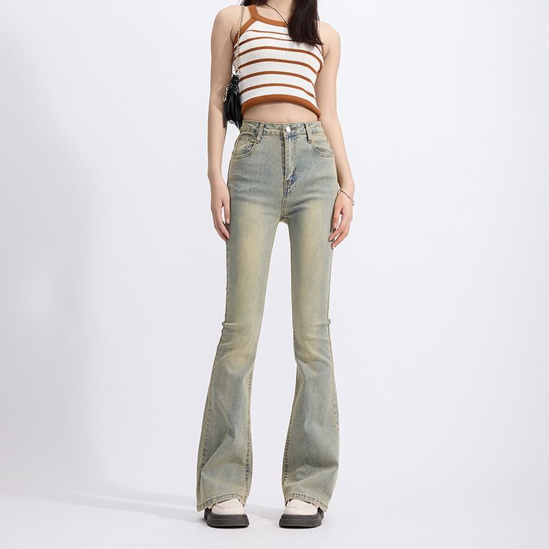 High Rise Washed Bootcut Jeans SpreePicky