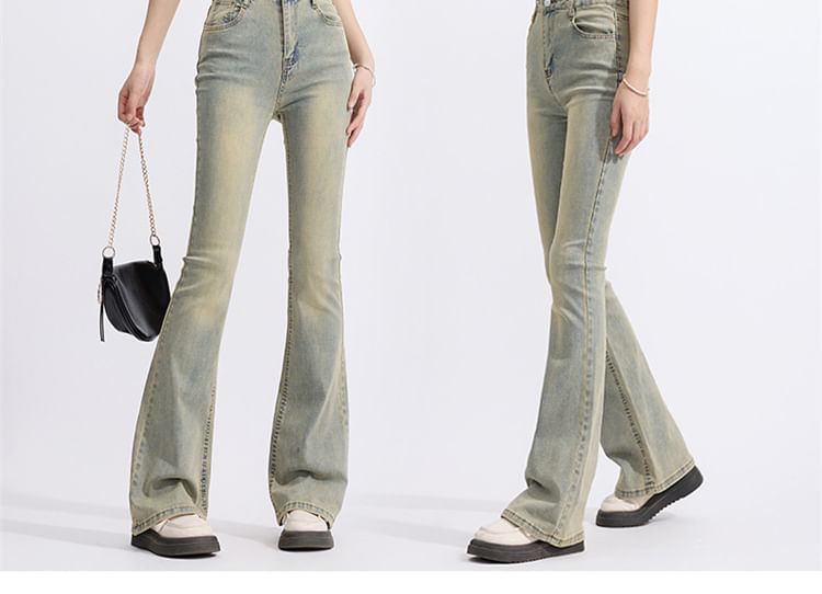 High Rise Washed Bootcut Jeans SpreePicky