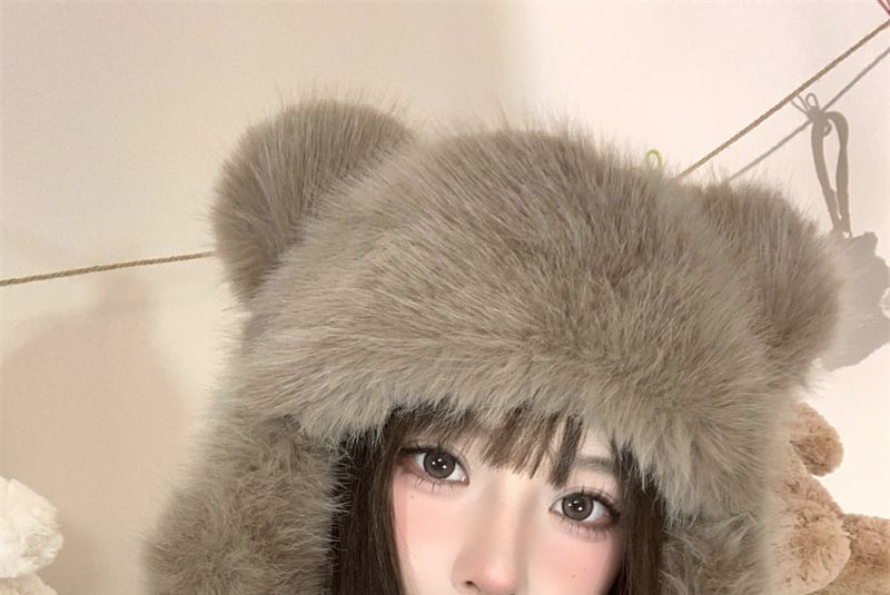 Bear Ear Fleece Trapper Hat SpreePicky