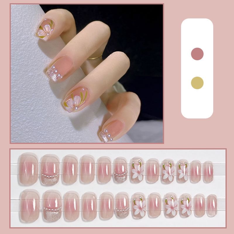 Floral Faux Pearl Press On Nail SpreePicky