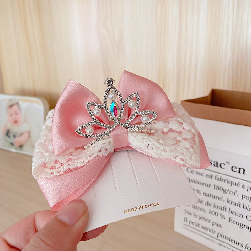 Rhinestone Faux Pearl Bow Hair Clip SpreePicky