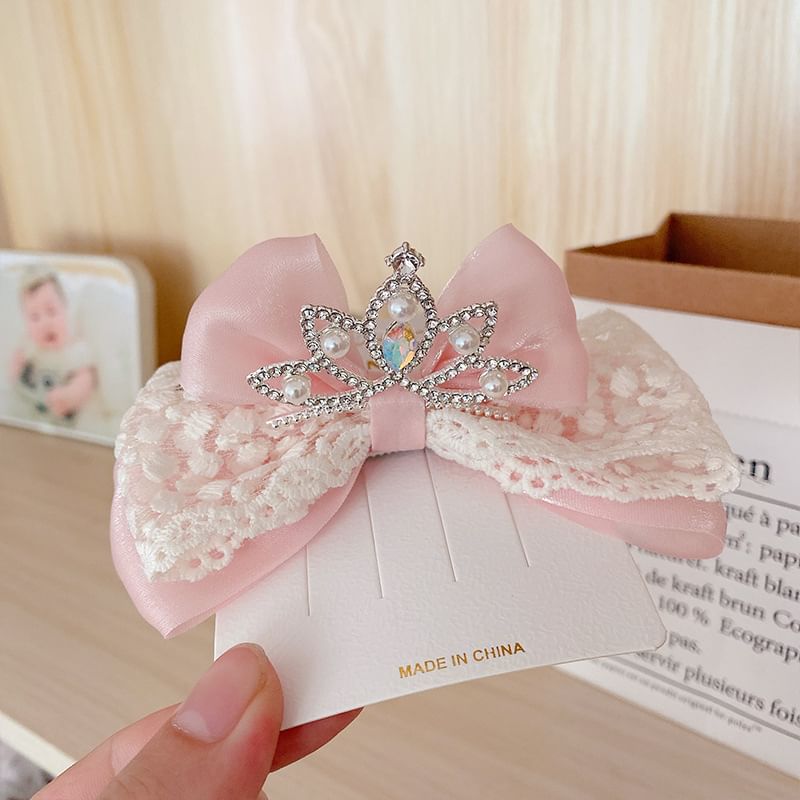 Rhinestone Faux Pearl Bow Hair Clip SpreePicky